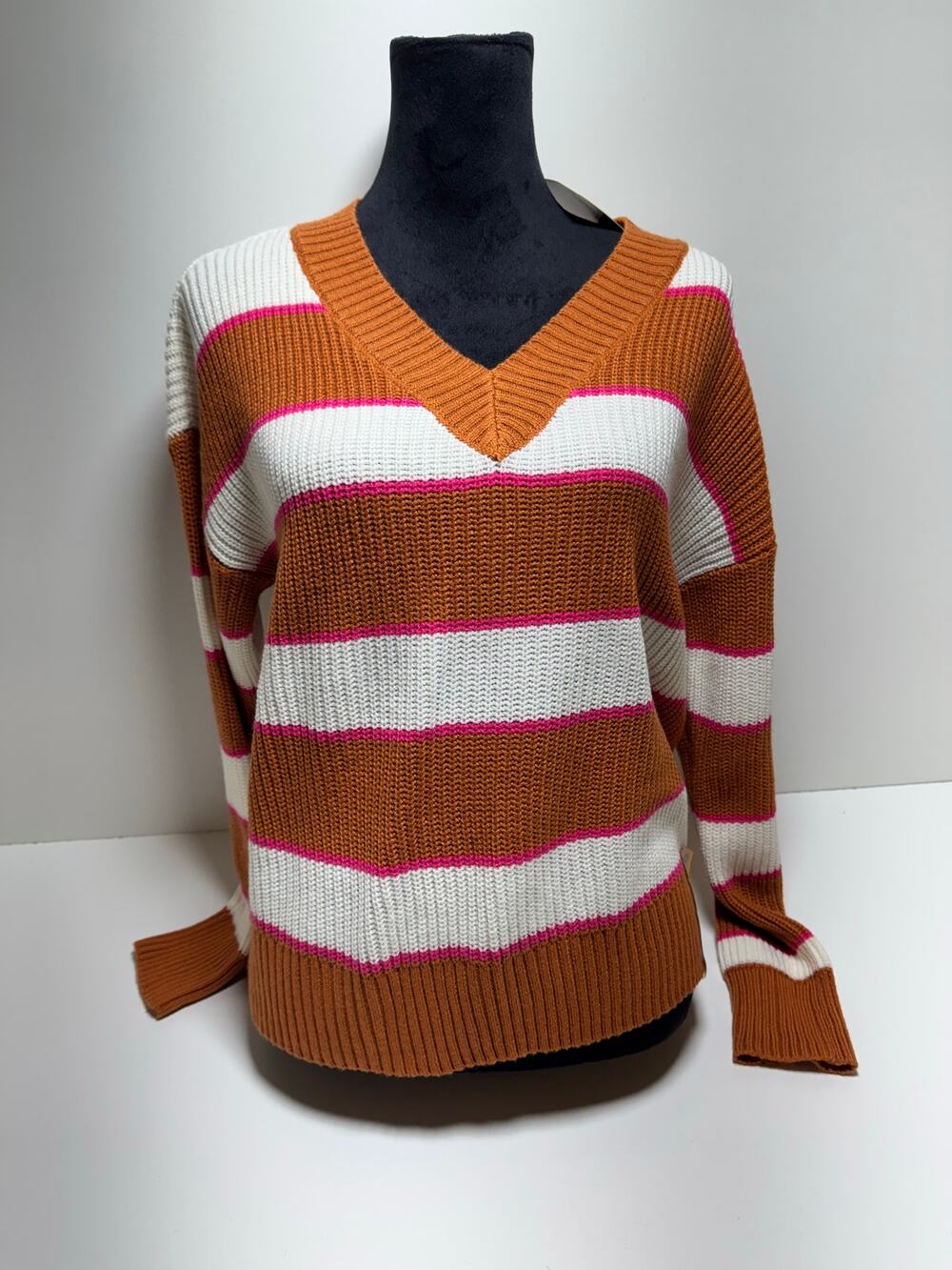 Thereabouts Kids Sweaters Sz Large 14.5/16.5P Plus V Neck Bombay Stripe New